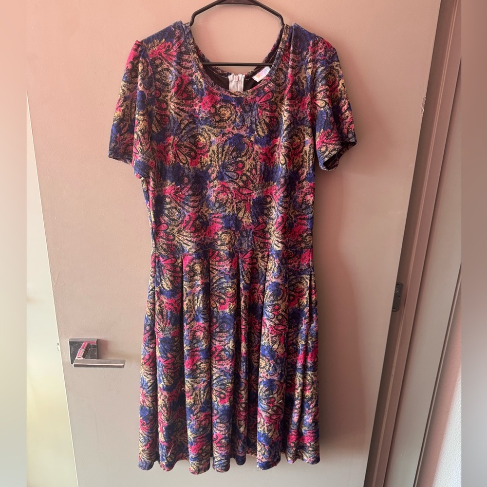 Colorful Patterned LulaRoe Short Sleeve Amelia Dress
